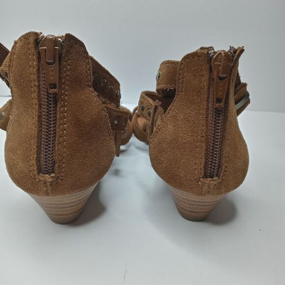 Minnetonka Monaco Brown Leather Wedge Sandal with Fringe - Picture 7 of 10